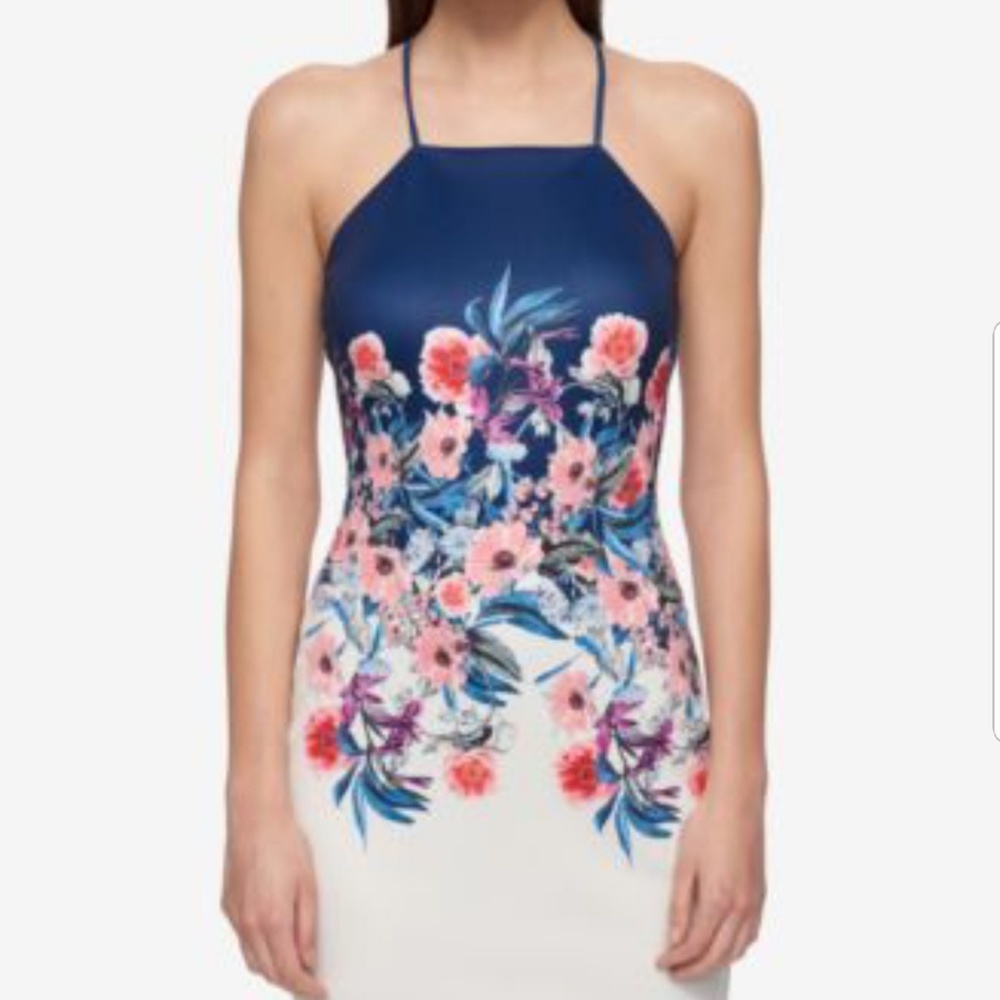 GUESS Floral-Print Open-Back Sheath Dress